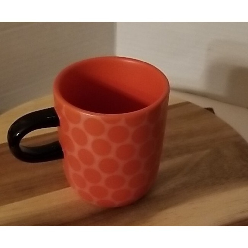 Starbucks Reserve Orange/Black Polka Dot Coffee Cup/Mug  9oz 2015 Marked W/ R